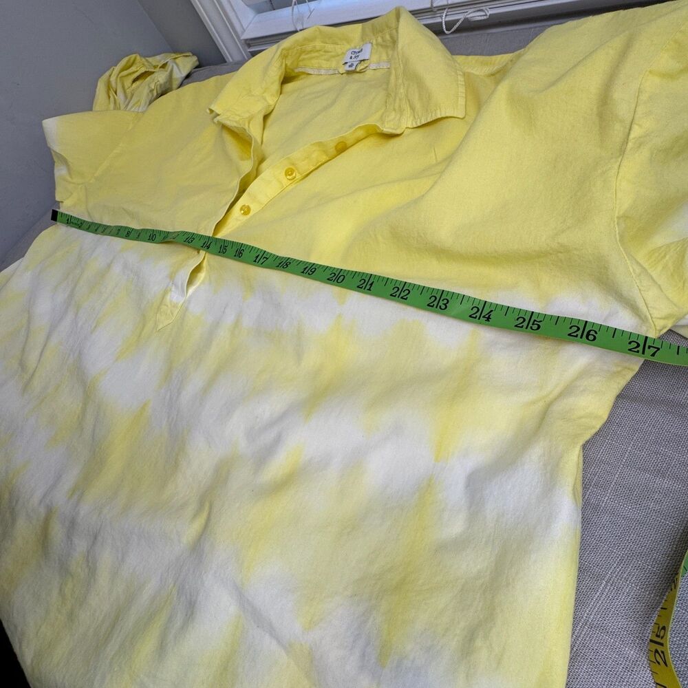 Crown & Ivy Women’s XL Bright Yellow White Tie-Dye Long Sleeve Hi-Lo Shirt - Picture 5 of 8
